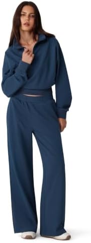 2 Piece Matching Sets Lounge Quarter Zip Pullover Sweatsuit