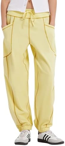 Baggy Casual Pants Cotton Lightweight Sweatpants Drawstring Mid Waist Athletic Lounge Joggers