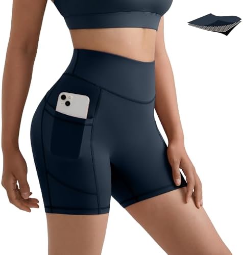 Biker Shorts with Pockets High Waisted Workout Tummy Control Gym Running Athletic Yoga Shorts
