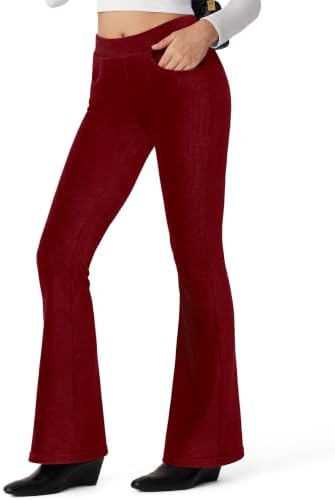 Bootcut Corduroy Pants Flare Elastic Waist Pull On Trousers