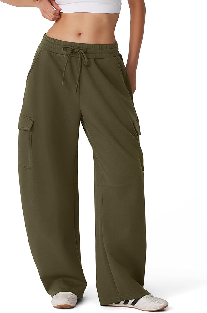 Cargo Barrel Sweatpants Baggy Wide Leg Joggers Sweatpants Drawstring Lounge Pants with Pockets