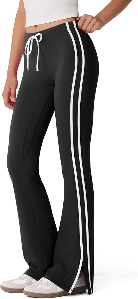 Flare Leggings Side Stripe Split Bell Bottom Track Pants
