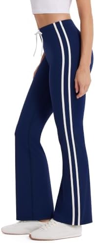 Flare Yoga Pants Side Striped Drawstring Flared Leggings