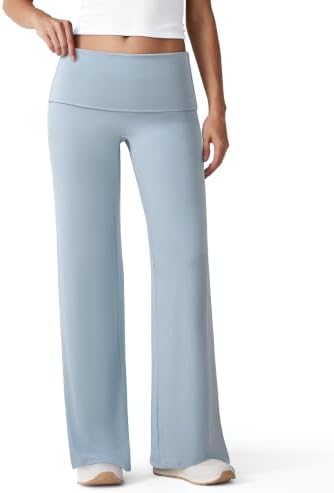 Fold Over Leggings Wide Leg Stretch Yoga Pants Comfy Loose Casual Lounge Pants
