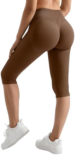 Hidden Scrunch Butt Lifting Capri Leggings High Waisted Seamless Compression Tummy Control Yoga Pants