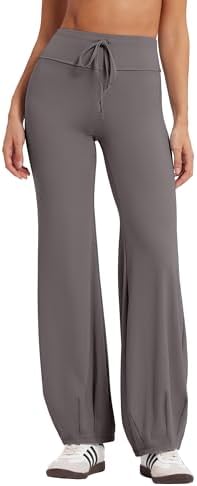 Wide Leg Yoga Pants Bubble Hem Fold Over Leggings Pants