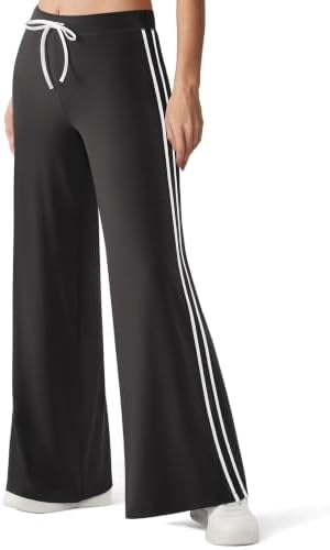 Wide Leg Yoga Pants Side Striped Drawstring Lounge Pant