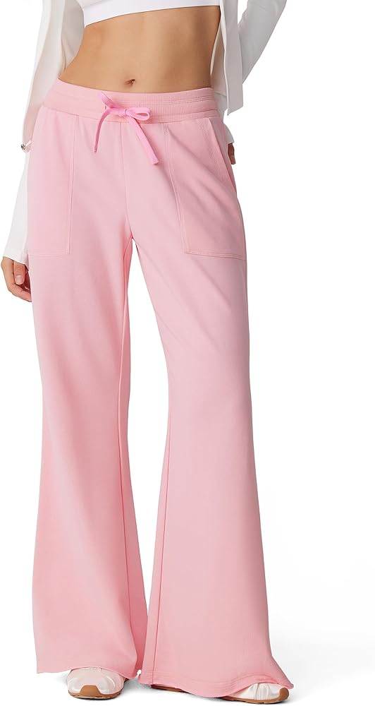 Y2K Flare Sweatpants Baggy Wide Leg Joggers Sweatpants Cotton Comfort Lounge Pants, Pink